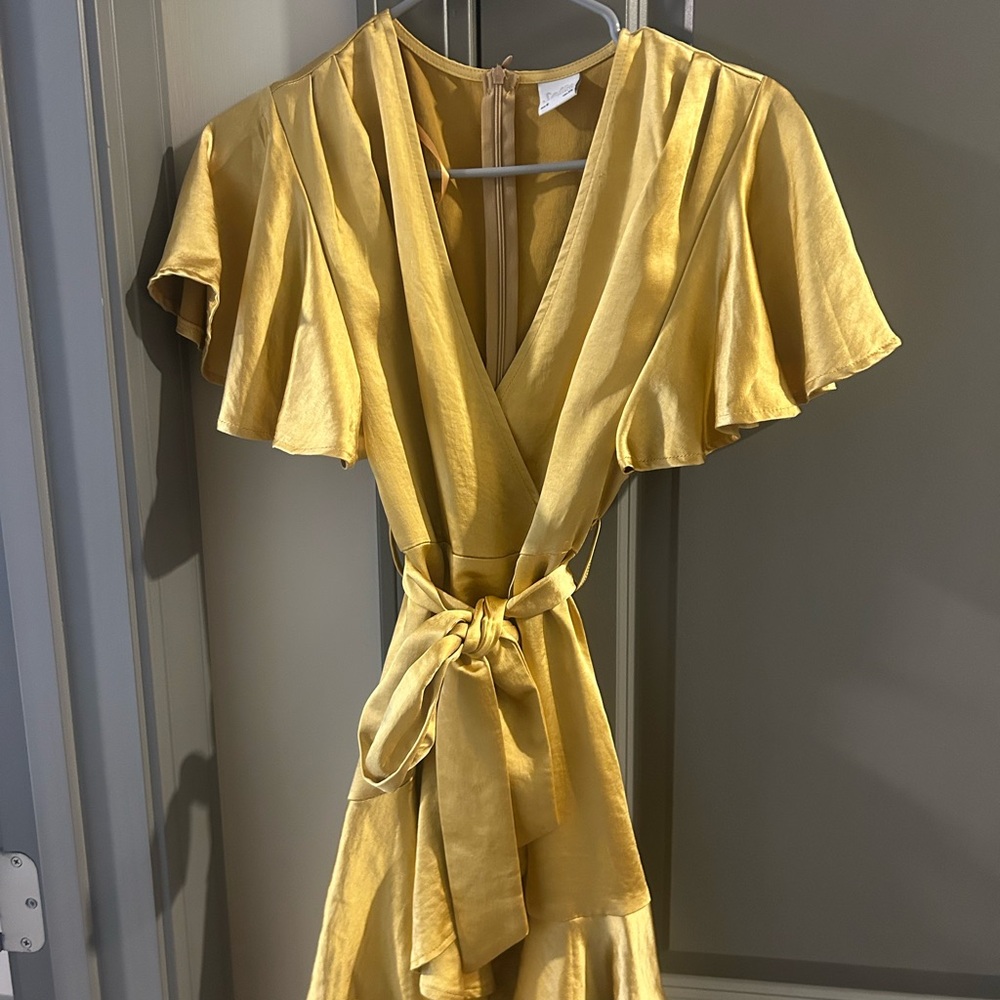 Selfie Leslie Golden Wrap Mini Dress